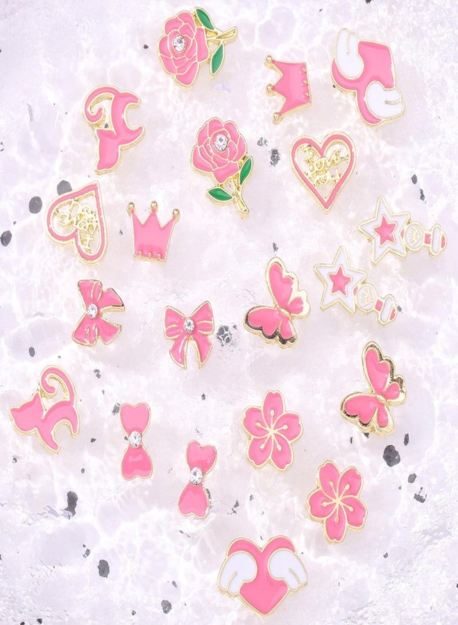 Vopintpy 20 Pcs Valentines Flower Butterfly Nail Charms for Nails Art 3D Bow Heart Nail Charms Mixed Rose Star Design Nail Decorations Shiny Romantic Valentines Nail Art Charms Nail Supplies - Image 4